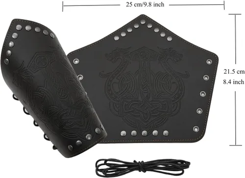 Vista 3 de Pulsera de cuero con guantelete medieval, muñequeras vikingas, guardias de tiro con arco, brazaletes de brazo ancho para mujeres y hombres, 2