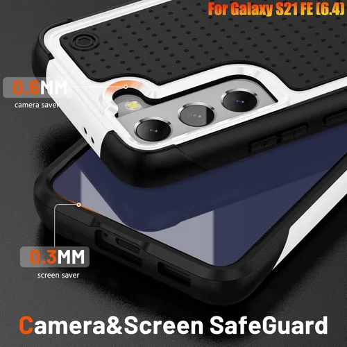 Vista 4 de Funda resistente para Samsung Galaxy S21 FE (5G) de 6.4 pulgadas, 4 esquinas con bolsas de aire [protección contra caídas de 12 pies], agarre