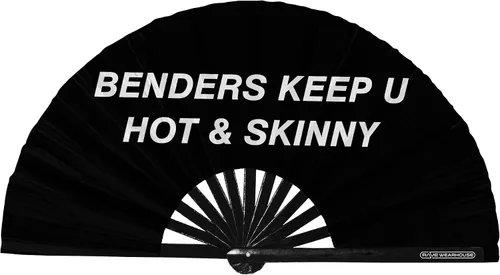 Vista 9 de Rave Wearhouse Rave Fan - Ventilador de mano plegable de bambú grande con brillo UV para hombres/mujeres, fanáticos para EDM, festival de música