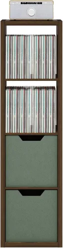 Vista 8 de Furinno Cubicle 4-Cube Thick Frame Book Shelf, Vertical, Amber Oak