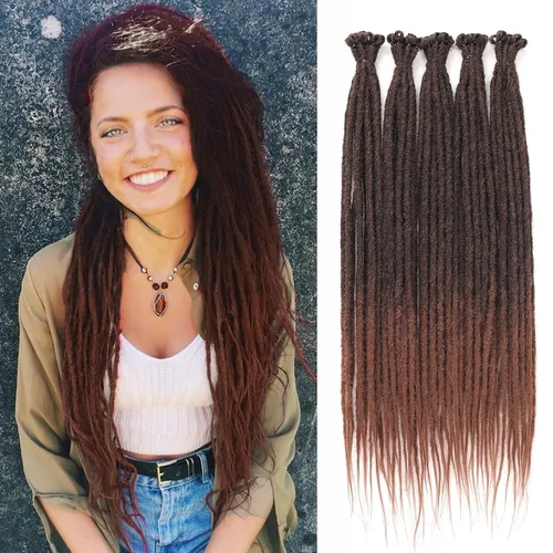 Vista 8 de Leeven Extensiones de Rastas Sintéticas de Doble Punta de 24 Pulgadas 30 Hebras Rastas Boho 613 Rubio 3 Estilos Mixtas Onduladas Rizadas DE Rastas