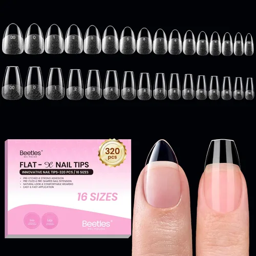Vista 12 de Beetles - Kit de uñas de gel FlatX, almendra corta, 320 puntas de uñas de 16 tamaños, con pegamento sólido de uñas de 0.5 onzas, removedor