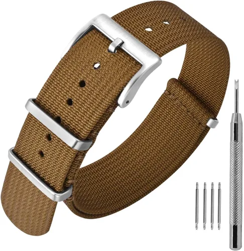Vista 30 de ANNEFIT - Correa de reloj de nailon de 16mm 18mm 20mm 22mm, correas de reloj militares impermeables de una pieza con hebilla resistente