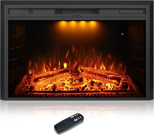 Vista 13 de Calentador eléctrico de troncos de chimenea de 25 pulgadas, juego de troncos de chimenea eléctrica independiente con control remoto y aplicación