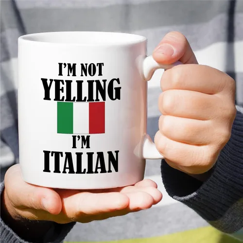 Vista 4 de Retreez Taza divertida – I'm Not Yelling I'm Italian Italy - Tazas de café de cerámica de 11 onzas – Divertido, sarcasmo, sarcástico, motivacional
