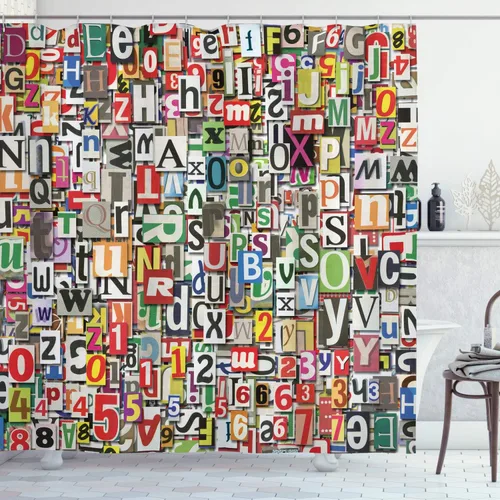 Vista 30 de Ambesonne Decor Collection, juego de cortina con ganchos para regadera Negro Verde
