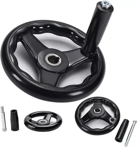 Vista 5 de 1pc D125/200/100/160mm 3 Spoke Hand Wheel with Revolving Handle for Milling Machine Rotating Handle(16x160mm)
