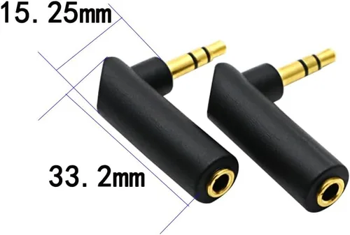 Vista 4 de Adaptador de audio macho a hembra de ángulo de 0.138 in, conector estéreo TRS de ángulo recto de 90 grados, conector AUX compatible con auriculares