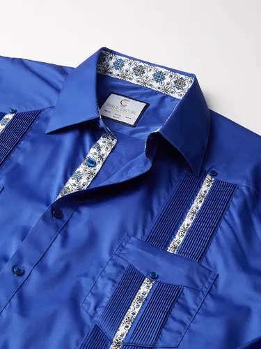 Vista 4 de Azaro Uomo Guayabera de manga larga estilo cubano bordado para hombre