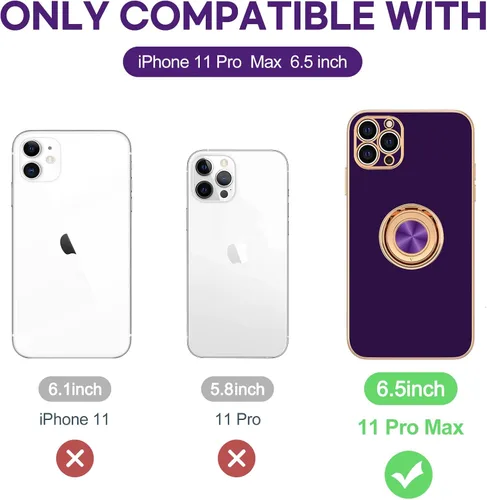 Vista 7 de Hython Funda para iPhone 11 Pro Max con soporte de anillo [soporte de anillo giratorio de 360° con soporte magnético]