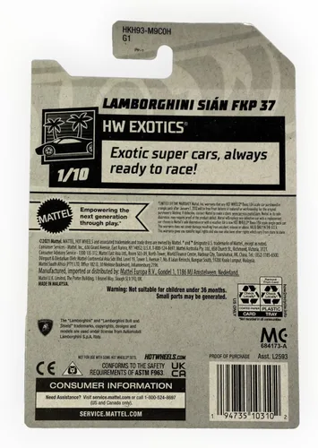 Vista 2 de Hot Wheels Lamborghini Sian FKP 37, HW Exotics 1/10 [Naranja] 163/250