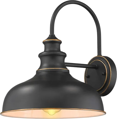 Vista 10 de zeyu 02A390-SE ROB - Lámpara de porche negra de 11 pulgadas, luz exterior de granero para garaje, patio, sensor de movimiento, luz de granero al