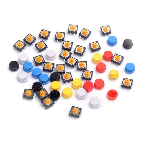 Vista 5 de 25 unids 0.472x0.472x0.287 in táctil momentáneo interruptor táctil táctil interruptor táctil micro interruptor 4 pines SMD PCB con tapa para Arduino