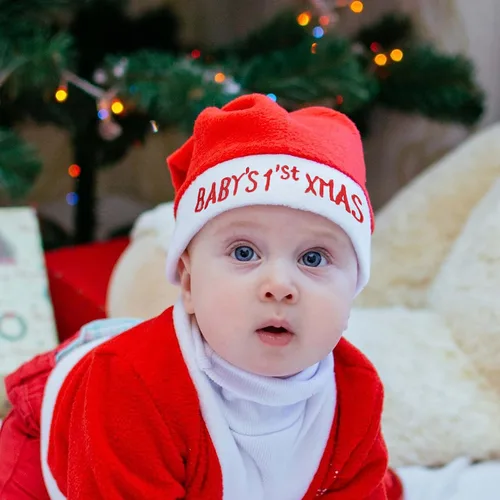 Vista 7 de VANTATY Sombrero de Papá Noel para bebé, de un año, recién nacido, unisex, para niños pequeños, niñas, niños, primer año, sombrero de Papá Noel