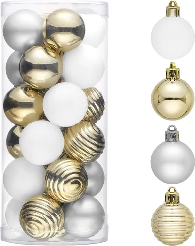 Vista 14 de Valery Madelyn Small Christmas Tree Decorations Ball Ornaments 24ct 1.57" Oro rojo