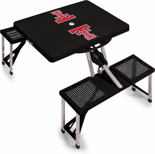 Vista 19 de PICNIC TIME NCAA North Carolina Tar Heels Folding Picnic Table - Camping Table - Outdoor Table with Umbrella Hole Negro
