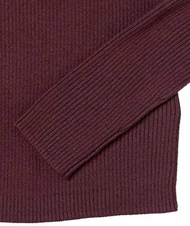 Vista 7 de Tienda Essentials - Suéter ligero y acanalado de manga larga con cuello bote para mujer
