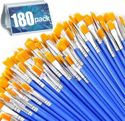 Vista 12 de AROIC Pinceles de Pintura Pequeños al Por Mayor, 110 Piezas de Pinceles de Pelo de Nailon Negro con Juego de Pinceles de Pintura Acrílica de Punta