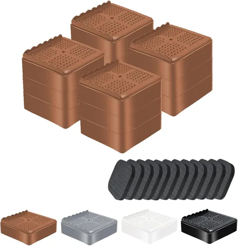 Vista 13 de shouwuhho Elevadores de muebles, paquete de 12 elevadores de cama con agarre antideslizante y soporte resistente, elevación de 1 pulgada, 2