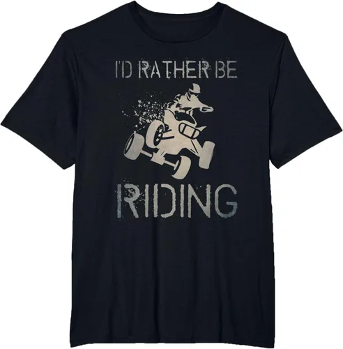 Vista 45 de Camiseta gráfica I'd Rather Be Riding ATV Quad Racing Rider de 4 ruedas, Negro