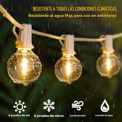Vista 3 de Mlambert - Cadena de luces para exteriores de 50 pies, luces de globo G40 para patio con 25+2 bombillas LED impermeables y a prueba de roturas
