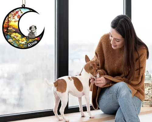 Vista 781 de LOVELYPOD Adorno de Navidad personalizado para perro Basset Hound (marrón) Basset Hound (marrón) adorno para atrapasoles de perro, razas de perros