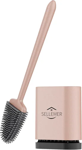 Vista 17 de Sellemer - Juego de cepillo y soporte para inodoro - Cabezal de cepillo flexible para taza de inodoro con cerdas de silicona, tamaño compacto
