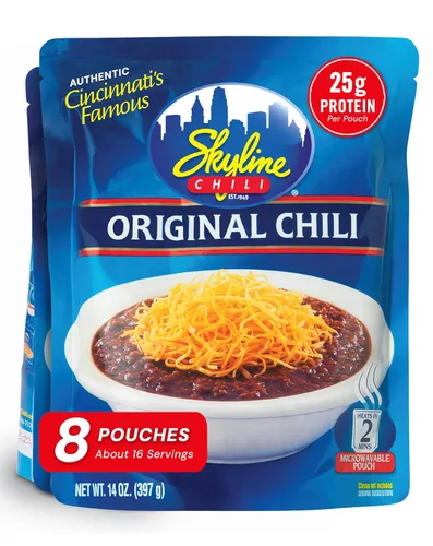 Vista 7 de Skyline Chili Chile de pollo – Auténtica receta estilo Cincinnati en bolsas para microondas – Perfecto para conos de queso, perros calientes