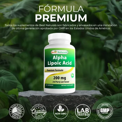 Vista 5 de Best Naturals Ácido Alfa Lipoico 200 Mg 120 Cápsulas