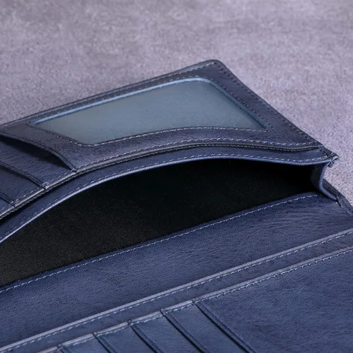 Vista 5 de HISCOW Cartera larga plegable con 15 ranuras para tarjetas de crédito - Piel de becerro italiana