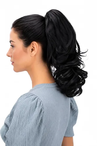 Vista 49 de PRETTYSHOP - Extensión de cabello rizado voluminoso, cola de caballo de 14 pulgadas con clip, resistente al calor