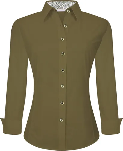 Vista 41 de Alex Vando Camisas de vestir para mujer, sin arrugas, ajuste regular, manga larga, elástica, camisa de trabajo