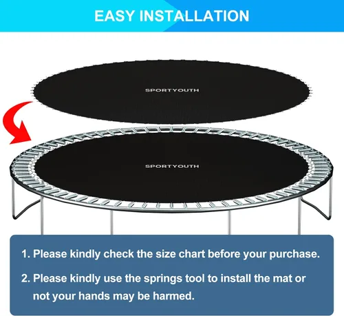 Vista 5 de SPORTYOUTH Trampoline Replacement Mat Fits 12ft/14ft/15ft Round Trampoline