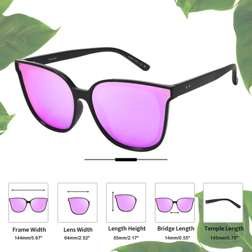 Vista 4 de LVIOE Lentes de sol polarizados de gran tamaño para mujer, a la moda, con protección UV, sombra LS1627
