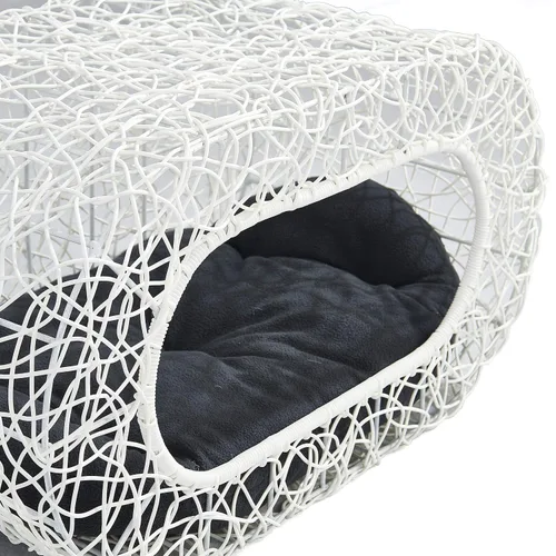 Vista 7 de Condo de Gato Apilable Blanco en Oferta para Gatos de Interior - Casa de Gatos Moderna de Ratán Interactiva para Gatos de Interior, Entrada