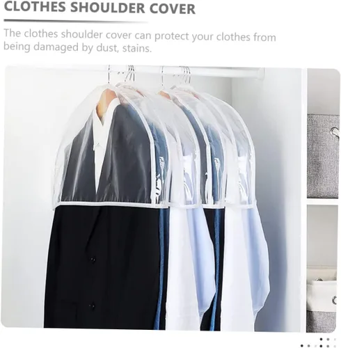 Vista 4 de Cabilock Juego de 18 piezas de ropa transparente para colgar el hombro, para ropa, bolso de mano, fundas de traje transparentes, bolsa de ropa