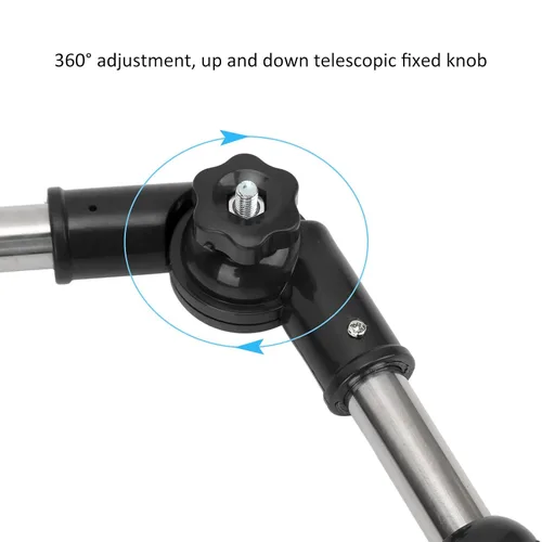 Vista 5 de Soporte de montaje para paraguas, soporte de montaje para sombrilla de bicicleta, conector ajustable de 360°, para manillar, soporte de montaje