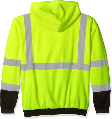 Vista 2 de Pyramex RSZH32 Series Sudaderas Hi Vis Lime Zipper Sudadera con parte inferior negra
