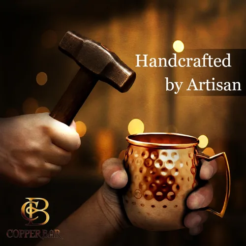 Vista 6 de COPPER-BAR Tazas de cobre Moscow Mule – Juego de 4 tazas de regalo únicas hechas a mano, martilladas por artesanos, tazas de cobre sólido 100% puro