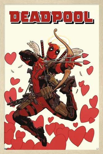 Vista 7 de Marvel Comics Deadpool - Póster de pared de Cupido, 22.4 pulgadas de largo x 14.7 pulgadas de ancho, versión enmarcada de madera de granero
