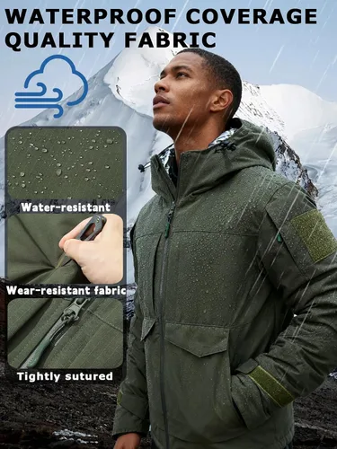 Vista 3 de WAHYI Men's Winter Thermal Jacket Waterproof Windproof Heat Reflective Lining Coat Outdoor Skiing Hiking Freezer Jackets