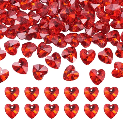 Vista 9 de Cheriswelry 96 dijes de cristal de mariposa transparente facetados, colgantes de corazón de amor, adornos colgantes de 51.732 in para hacer aretes