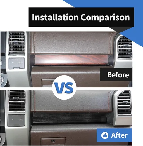 Vista 2 de Voodonala para Ford F-150 2015-2020 Cubierta de Panel de Consola Central Compatible con Ford F150 2015-2020 (ABS, Madera Negra, 4 Piezas/Set)
