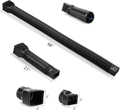Vista 6 de plusgutter Black - Paquete de 2 extensiones flexibles de canaleta de lluvia, extensor de desagüe, extensor de drenaje de canalón, conector de Negro