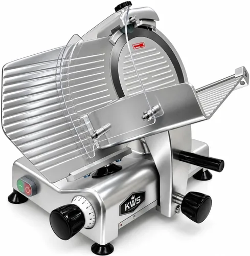 Vista 2 de KWS KitchenWare Station MS-12SL - Cortadora de carne eléctrica comercial de 420 W, cortador de carne congelado de 12 pulgadas, base de aluminio