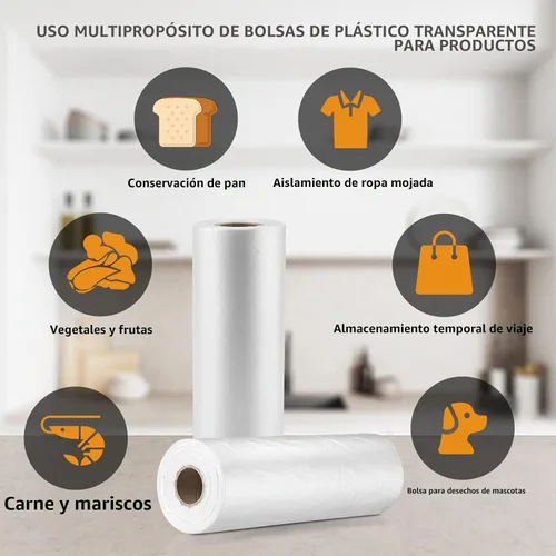 Vista 4 de Bolsas de almacenamiento de alimentos de 12 x 16 pulgadas, bolsa de plástico transparente, bolsas de plástico desechables para alimentos y verduras