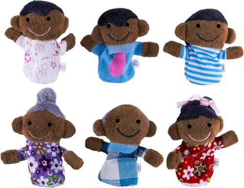 Vista 7 de Mini abuelos, mamá y papá, hermano y hermana, marionetas de dedo de familia para niños, espectáculos, recreación, colegios - 6 piezas.