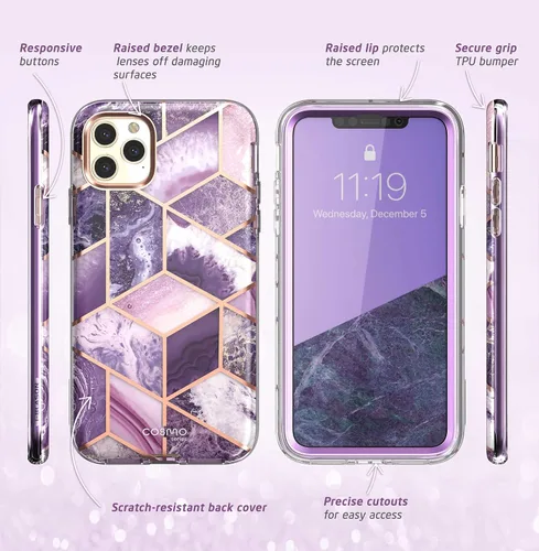 Vista 5 de i-Blason Cosmo Series - Funda para iPhone 11 Pro Max 2019, funda protectora delgada y elegante de cuerpo completo con protector de pantalla