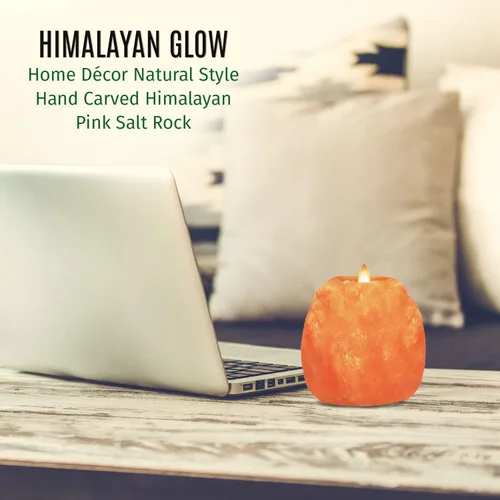 Vista 3 de Himalayan Glow Portavelas de sal del Himalaya tallados a mano, decoración del hogar, artículo ideal como luz nocturna
