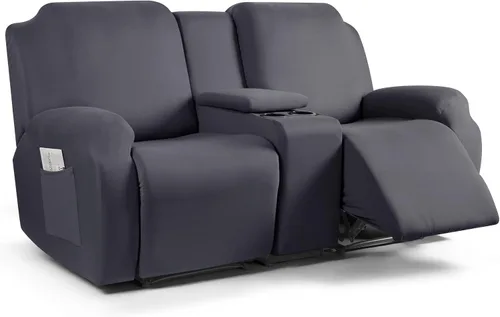Vista 23 de TAOCOCO Sofá reclinable con funda de consola central, 4 piezas de tela de poliéster elástica, protector de muebles suave y lavable